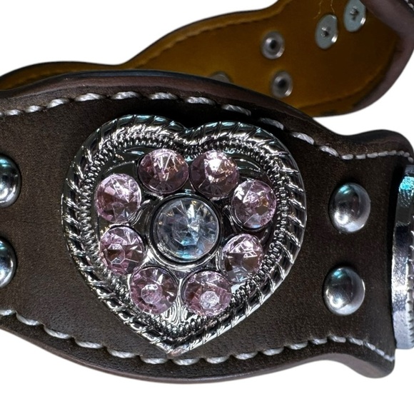 Nocona Glam Western Belt with Rhinestone Buckle and Heart Conchos size 24 - Picture 3 of 7